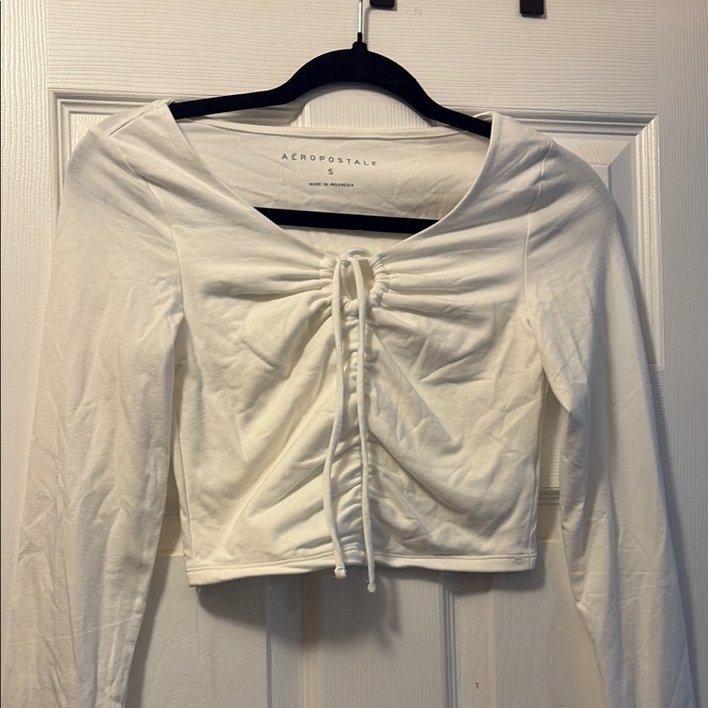 Aeropostale Women's White Ruched Top